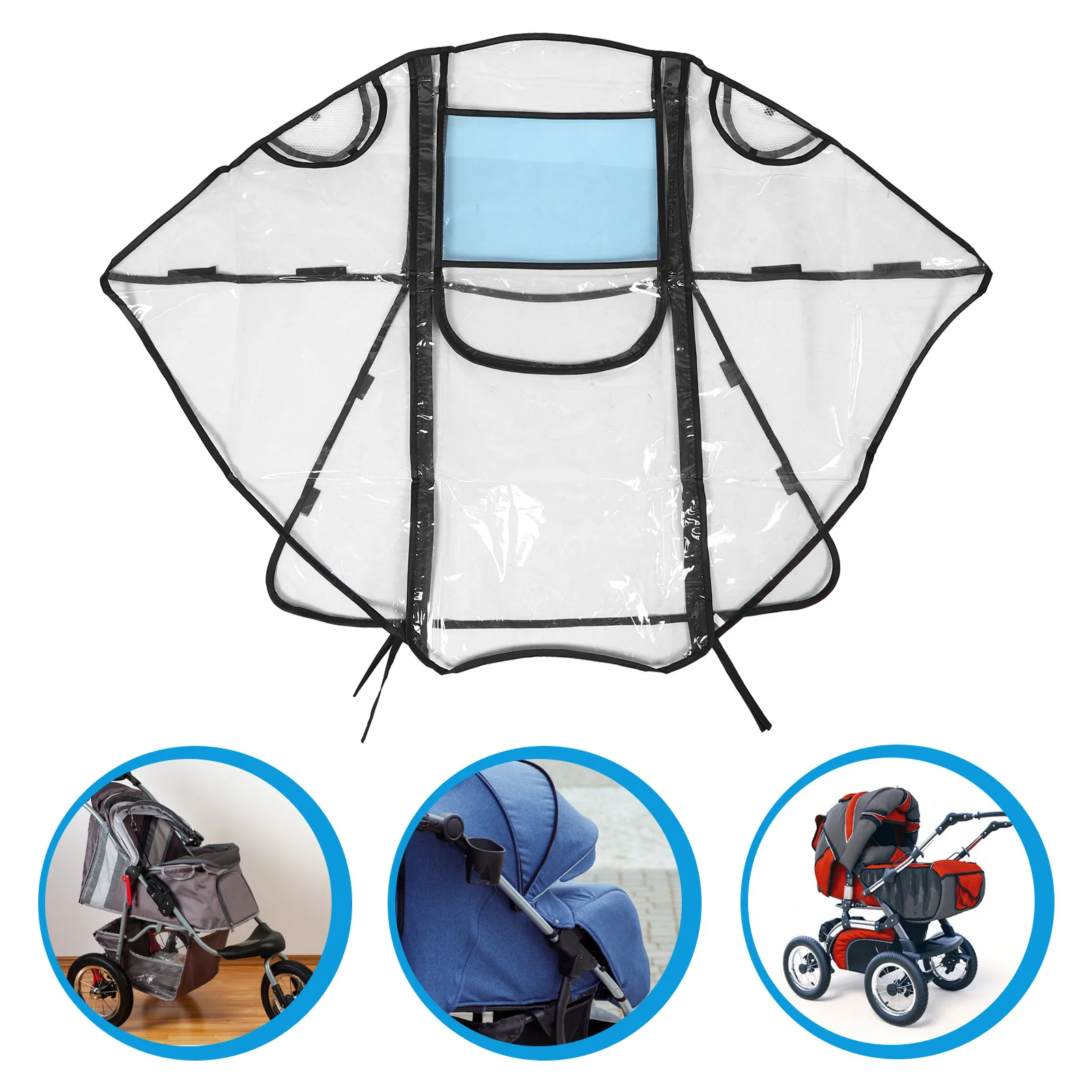 Cochecito transparente cubierta de lluvia transparente a prueba de viento impermeable cochecito de bebé protección contra la intemperie cochecito ajuste Universal