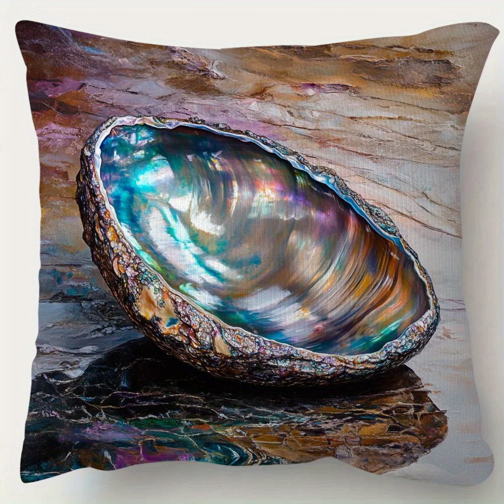 Double Sided Coral Mother of Pearl Art Decorative Throw Pillow Case Vintage Nature Inspired Zip Cushion Cover for Sofa Home