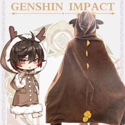 Anime Genshin Impact Blanket Plaid Cloak Zhongli Women Pajamas Wearable Xiao Adult Blanket Cosplay Custom Shawl Plaid Homewear