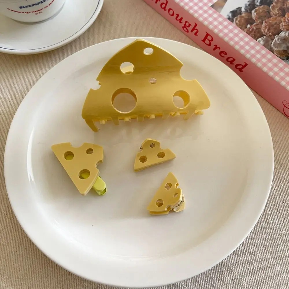 Plastic Cheese Grab Clip Sweet Yellow Headdress Cheese Hair Claw Small Triangle Hollow Hairpins Hair Ornament