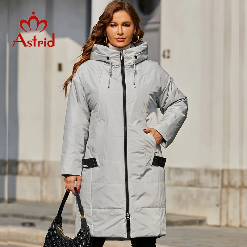 Astrid 2022 Mùa Xuân Nữ Parkas Plus Kích Thước Dài Rời Đệm Xuống Áo Khoác Có Mũ Áo Khoác Nữ Thời Trang Áo Khoác Ngoài Mền Chần Gòn AM-7561