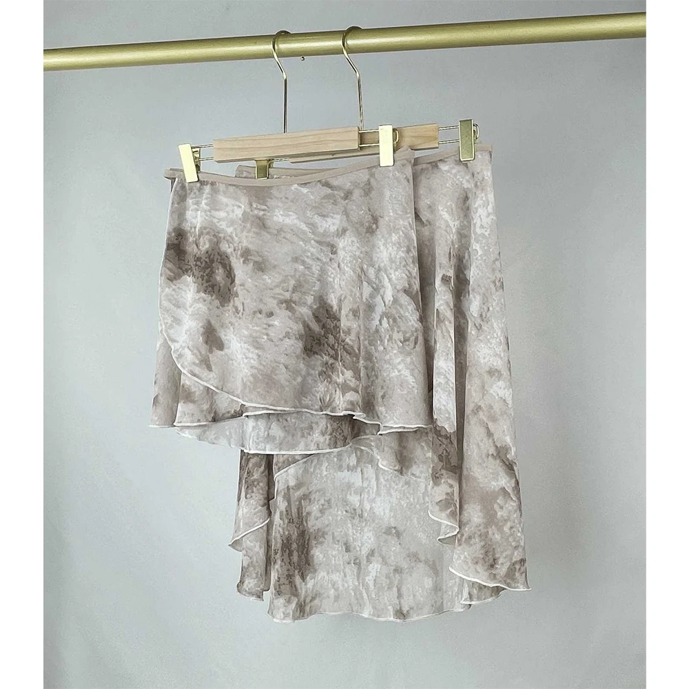 

Женская кофейная балетная танцевальная юбка, винтажная юбка с запахом Y2k, мини-шифоновые юбки на шнуровке в стиле Харадзюку, модная одежда 2000-х годов, лето 2025