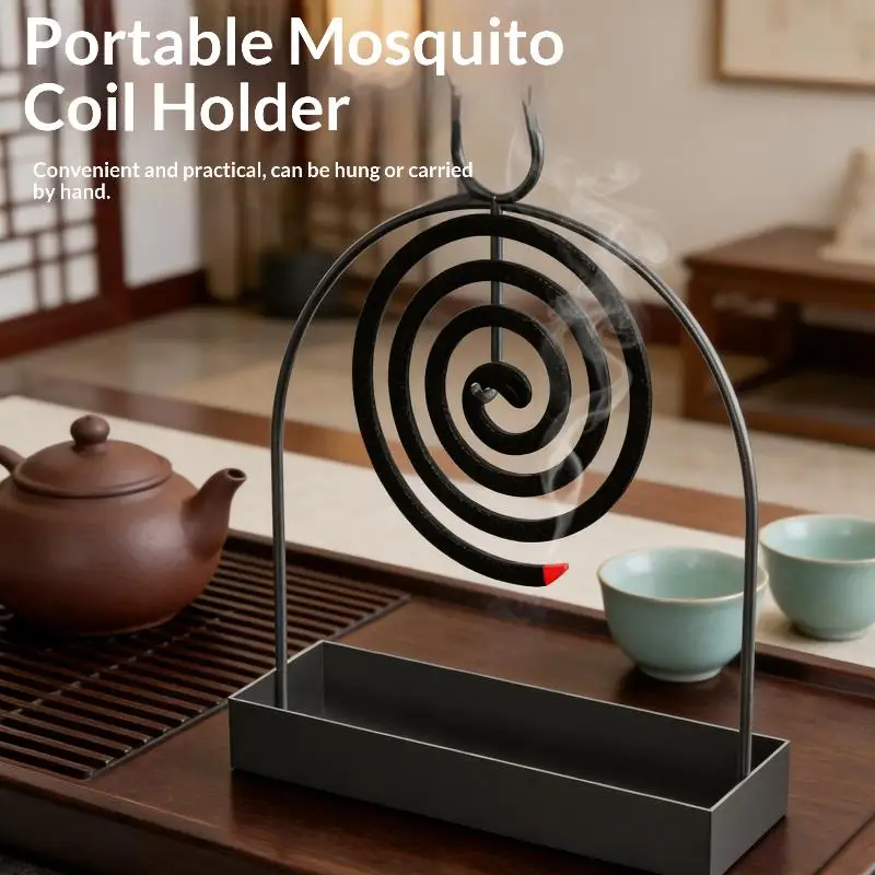 (BF06)Creative Mosquito Coil Holder With Tray Nordic Style Spiral Summer Iron Repellent Incenses Rack Plate Home Accessory