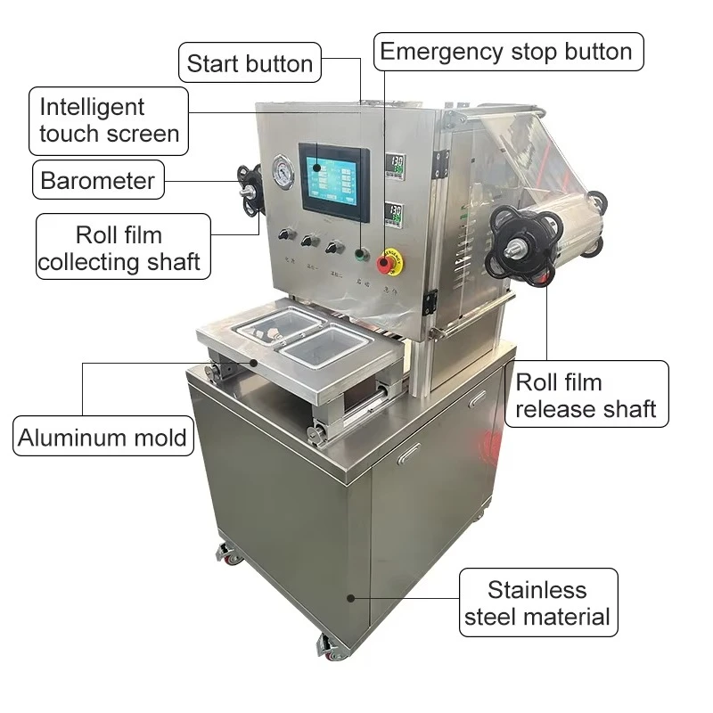 Vertical Tray Sealing Machine for Fruits And Vegetables Modified Atmosphere Packer Flushing Beef Meat Wrapping Machine