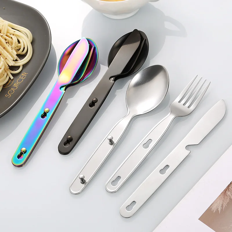 3PCS cutlery set, foldable portable outdoor knife, fork, spoon three piece set