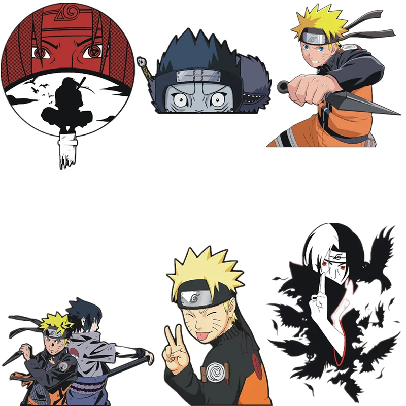 NARUTO Anime Reflective Car Sticker Uchiha Sasuke Uzumaki Naruto Body Door Decoration Sticker Children\'s Toy Birthday Gift