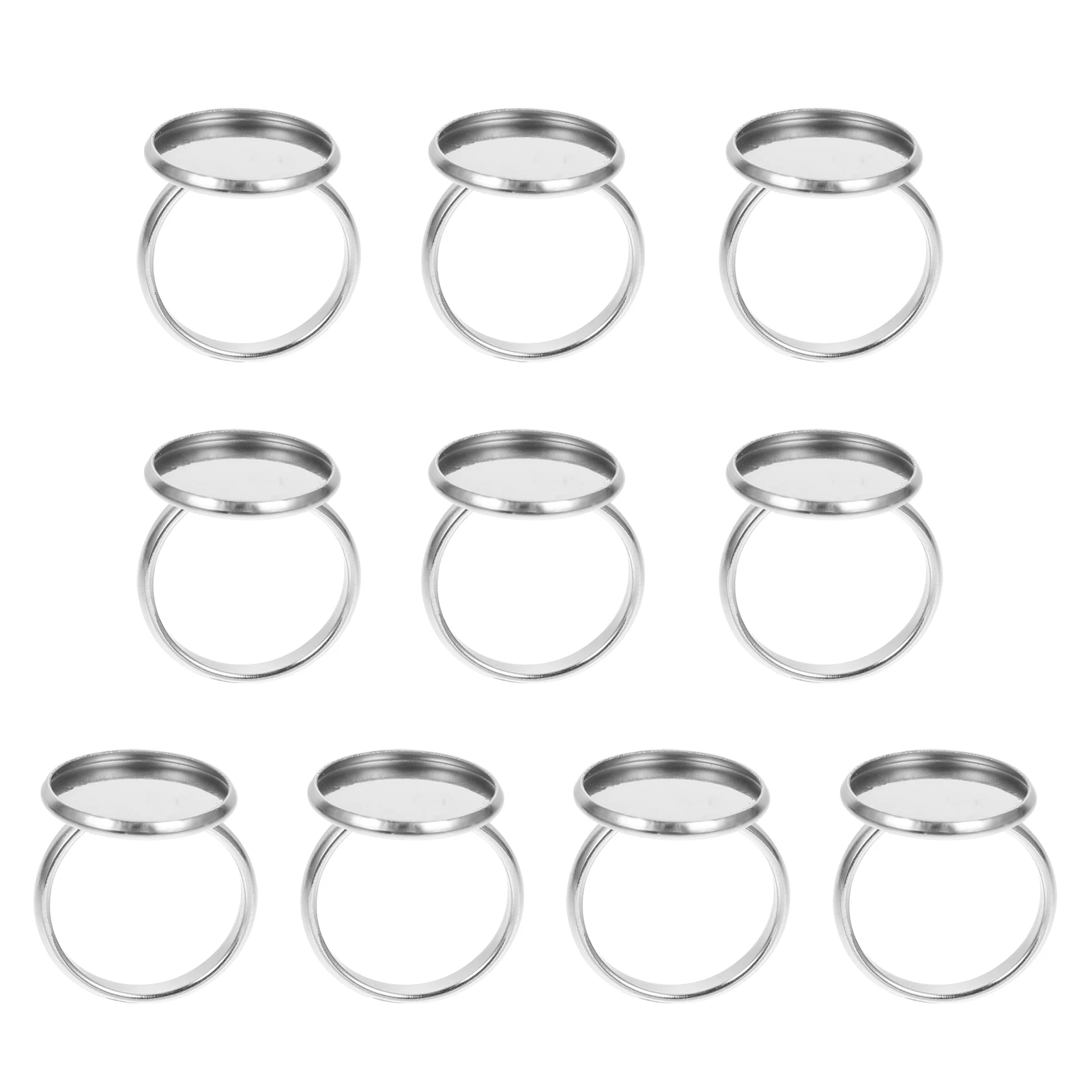 

10 Pcs Making Materials Stainless Steel Ring Holder Tray Adjustable Jewelry Silver