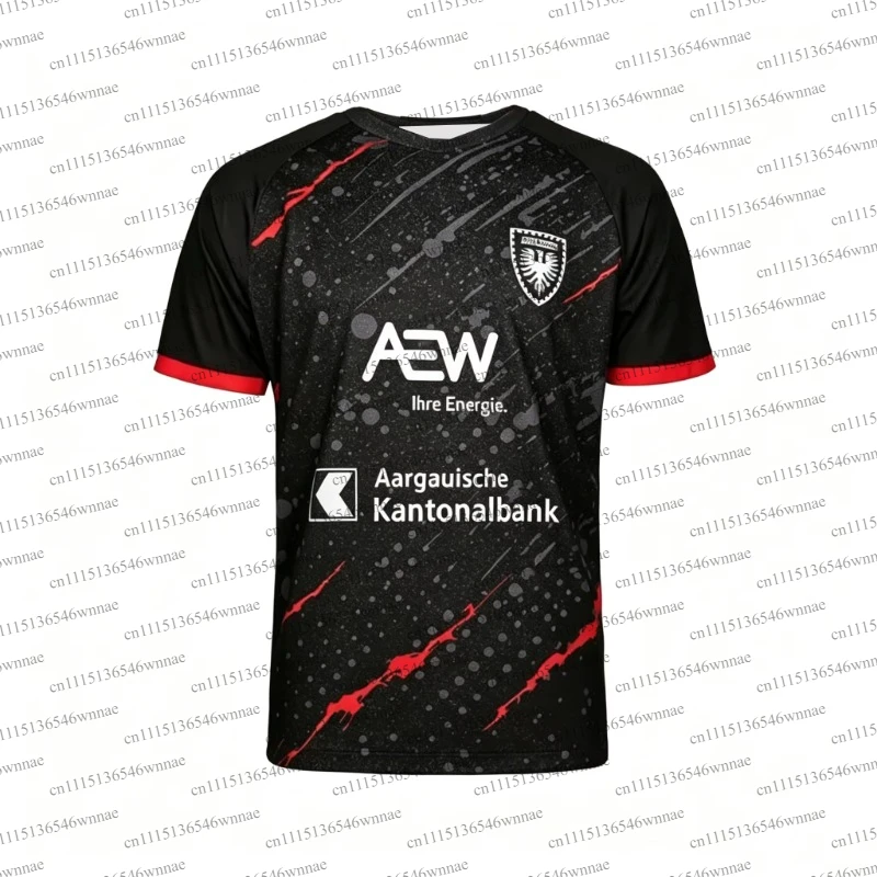 2026 Aarau 3D Printed Football Jersey Men's Summer Quick Drying Breathe Short Sleeved T-shirt Family Matching Clothing