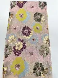 New Arrivals Mulit-color Seuqins Embroidery French Tulle Net, High quality African Nigeria Fabric Weddings.Evening Dresses Party