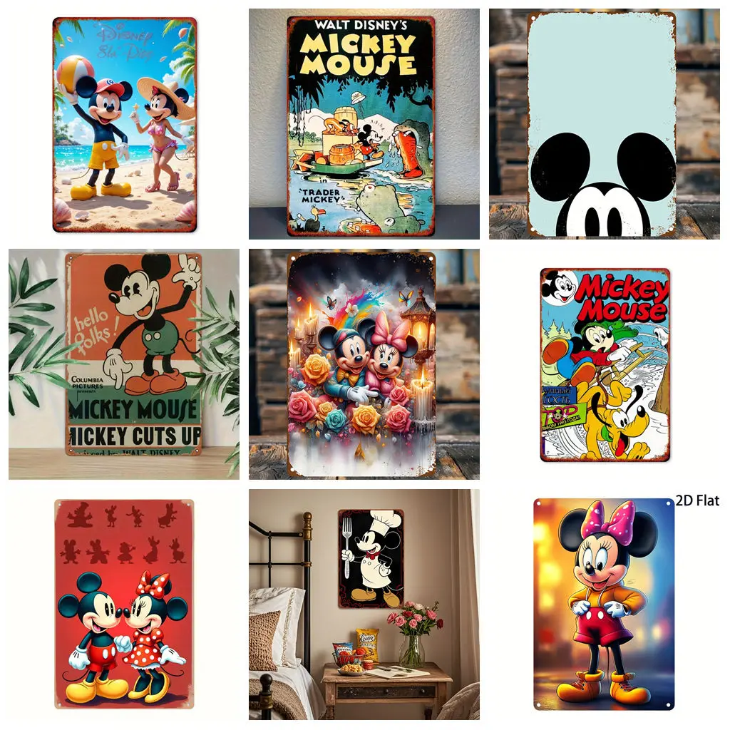 

Miniso Disney Mickey Joyful Scene Decor Poster Tin Sign Metal Sign Decorative Plaque for Pub Bar Man Cave Club Wall Decoration