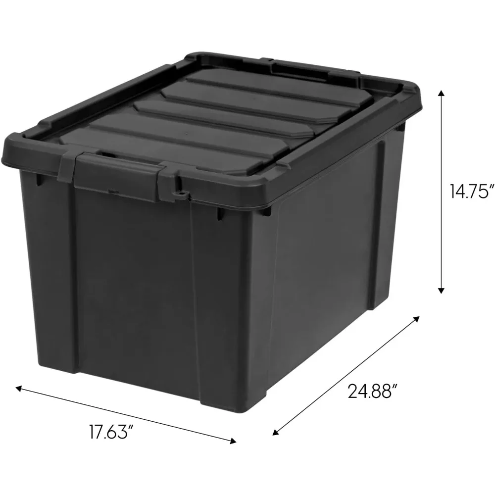 19 Gallon Lockable Storage Totes with Lids,6 Pack - Black, Heavy-Duty Durable Stackable Containers, Large Garage Organizing Bins