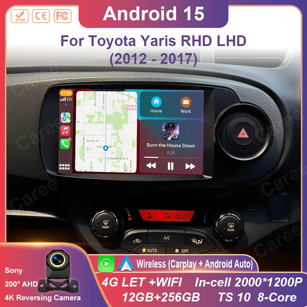 

Car Radio Android 15 Carplay For Toyota Yaris 2012 2013 2014 2015 2016 2017 LHD RHD Navigation GPS Multimedia Player Stereo WIFI
