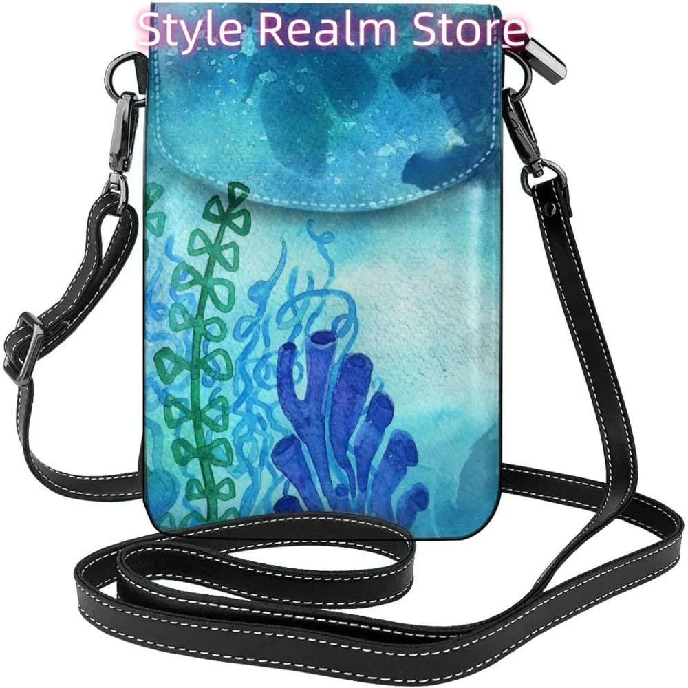 

Летняя сумка через плечо с океанскими черепахами для женщин, маленькая дорожная сумка из искусственной кожи для мобильного телефона, легкий мини-кошелек для телефона, кошелек с крестом