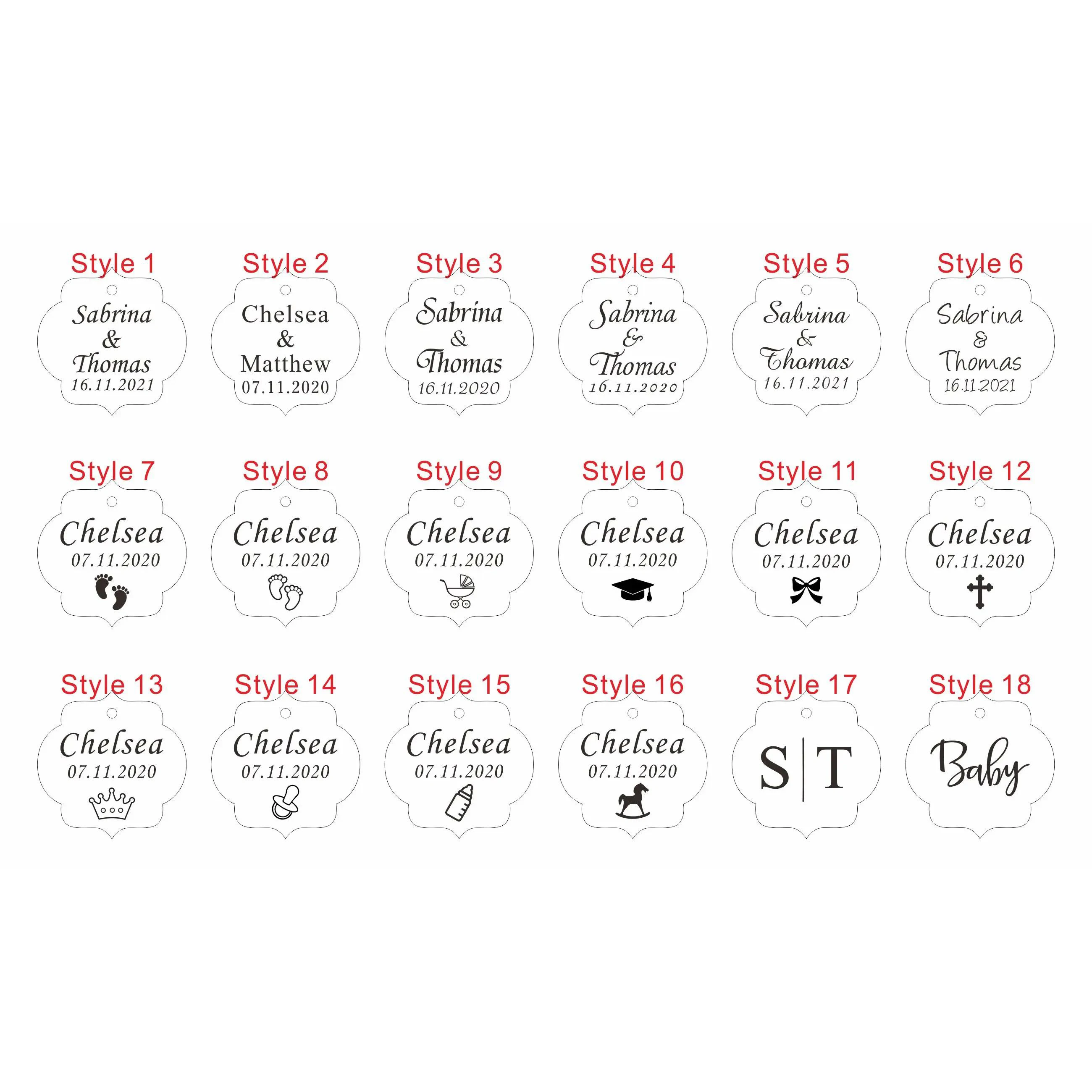 20/50/100Pcs Custom Wedding Party Baby Baptism Mirror Engraved Tag Decoration Gift Custom Name Gift Personalized Acrylic Tag