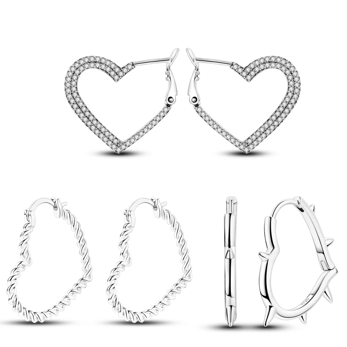 MISEFF S925 Sterling Silver Earring Valentine's Day Endless Love Zirconia Heart Earrings For Women Birthday Gift Silver Jewelry