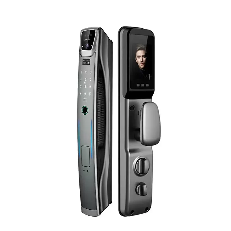 005Qleung Home Security Digital Video Intercom Funtion With Camera 3D Face Recognition Password Fingerprint Smart Door Lock
