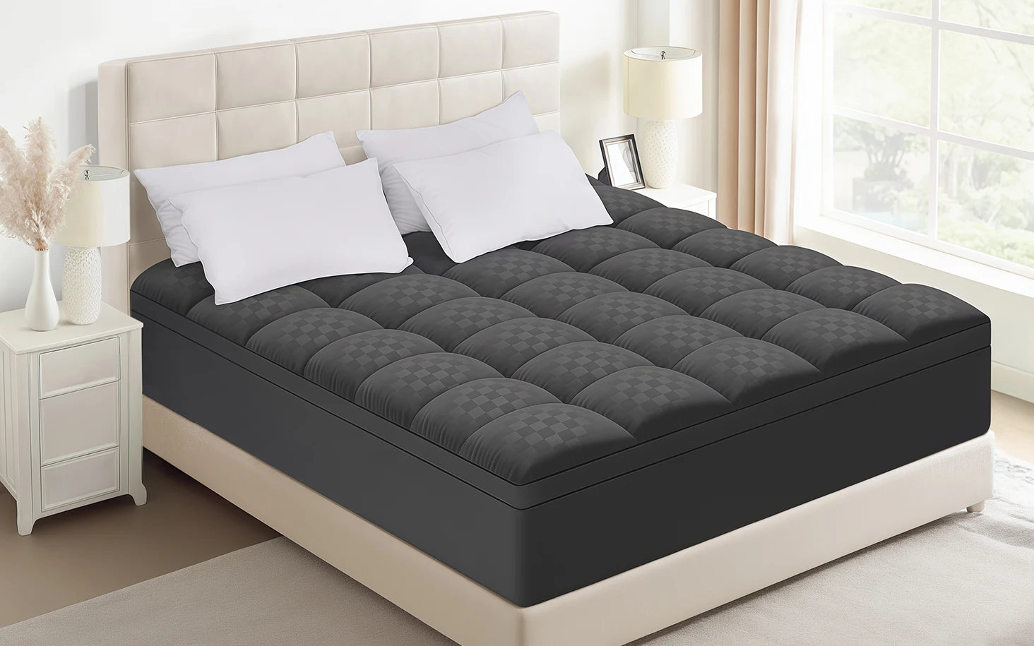 غطاء مرتبة سميك للغاية، غطاء وسادة مرتبة لآلام الظهر، واقي مرتبة تبريد، حشوة بديلة مملوءة بشكل كبير #6