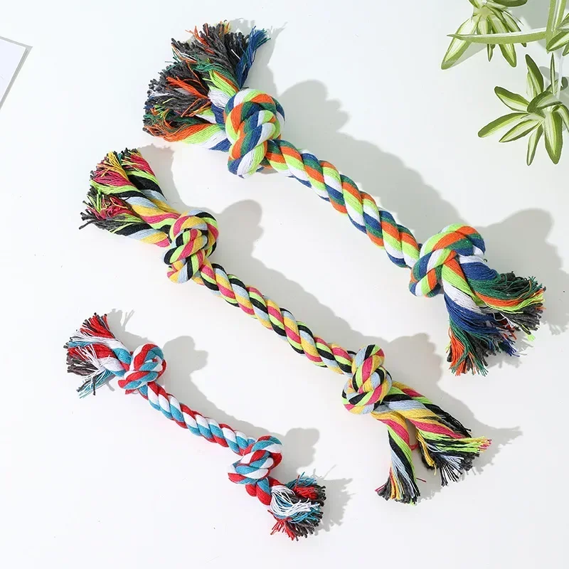 Braided Cotton Knot Toy Dog Chew Dog Tooth Cleaner Bone Cleaner, Pet Products, Durable, 24cm Brinquedo De Nó De Corda De Algodão