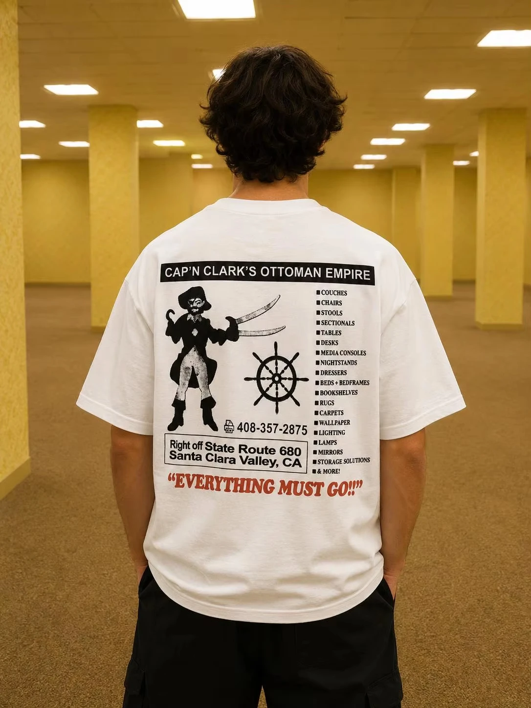 Cap'n Clark Backrooms Film Pattern Cotton T-shirt Summer Loo