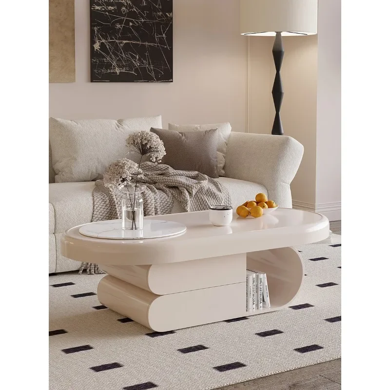 #Cream style coffee table advanced sense modern simple living room household small apartment 2025 new light luxury rock plate co