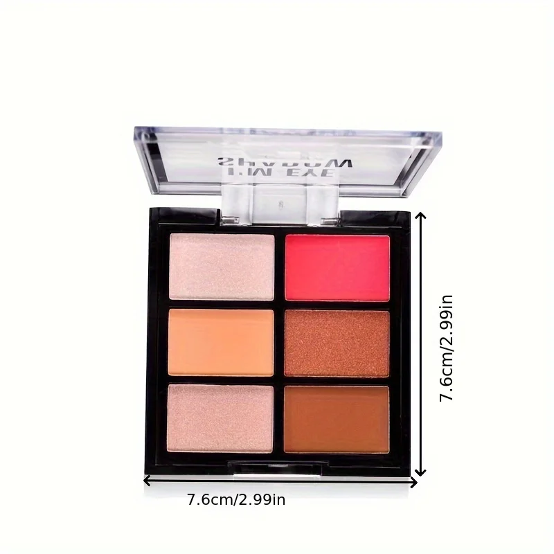 Vassoio per ombretti a 6 colori Ombretto in polvere opaca e glitter ad alto pigmento Kit per trucco impermeabile a lunga durata per occhi