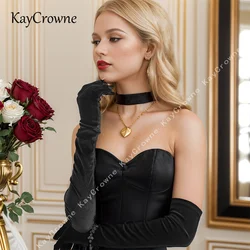 New Grace Velvet Fashion Sexy Long Gloves Women Elegant Warm Club Party Prom Show Banquet Dancing Dress Dinner Black Glove