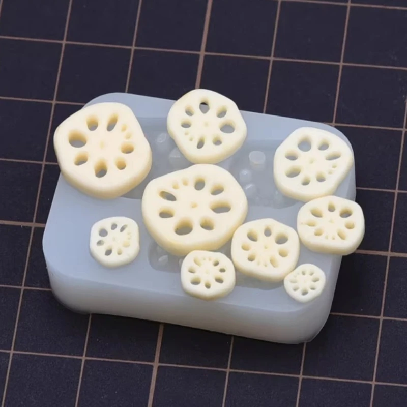 Handmade Realistic Miniature Lotus Root Slice Mold Dollhouse Decoration Ornament Food Play Mould Epoxy Resin Jewelry Making Tool