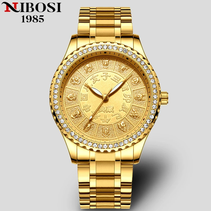 

NIBOSI Mens Watches Luxury Gold Stainless Steel Quartz Wrist Watch Man Business Watch for Men Calendar Clock Reloj Hombre