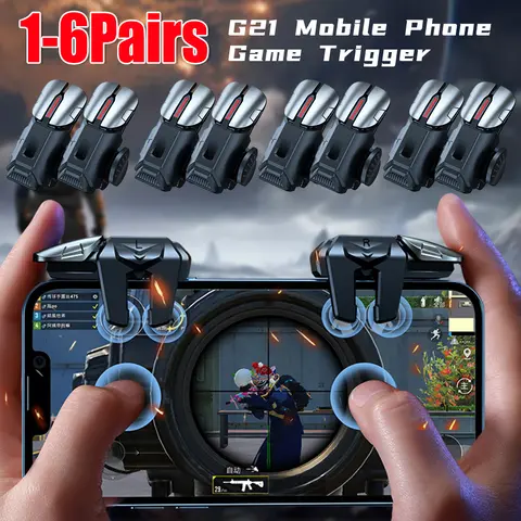1-6Pairs G21 Mobile Phone Game Trigger Gamepad Joystick 6-Finger L1 R1 Key Button Game Fingertips For PUBG Game Controller New ﻿