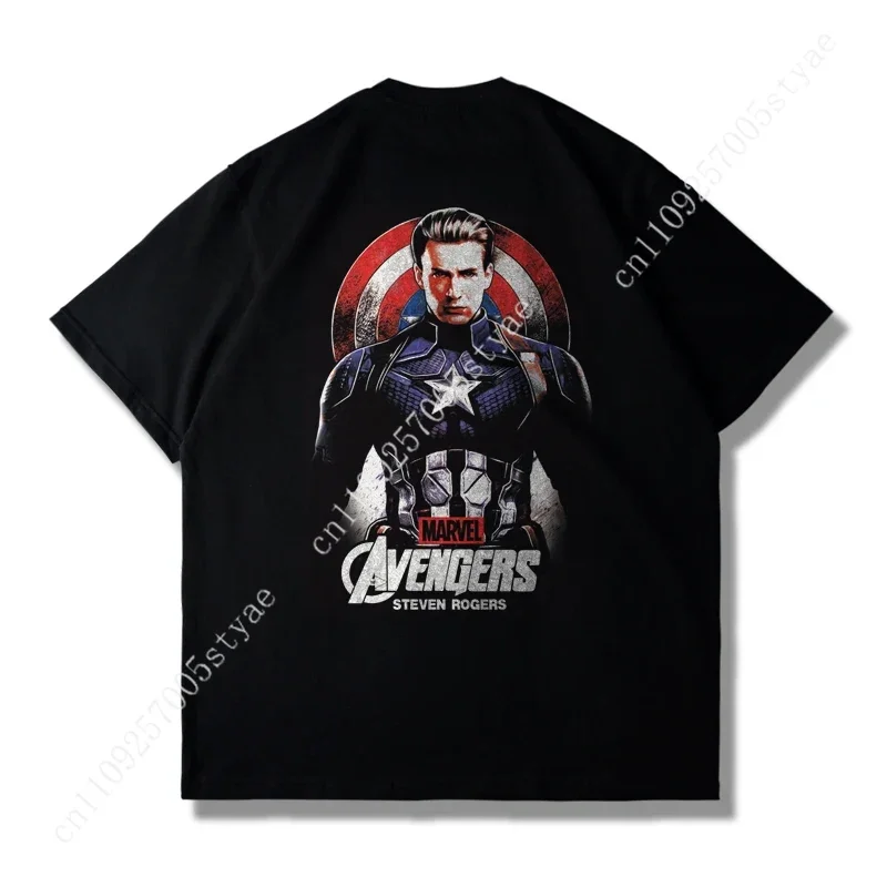 Trendy Marvel Captain America Shield Men's Fall Casual Short Sleeve T-shirt Men's Loose Plus Size
