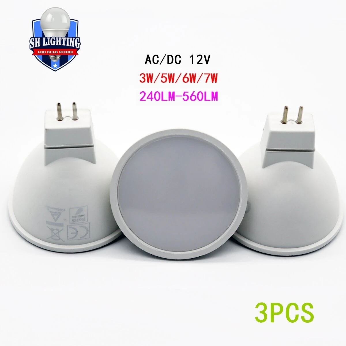 

3PCS LED Spotlight MR16 GU5.3 low pressure AC/DC 12V 3W 5W 6W 7W Light Angle 120 degrees Warm White Day Light LED Light Lamp