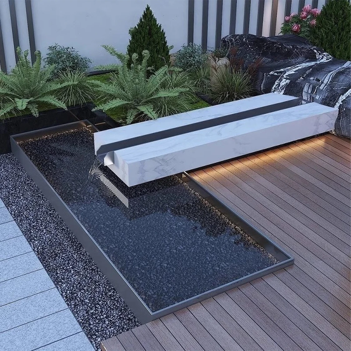 Stainless steel waterscape outdoor courtyard flowing water ornament pool finished fish pond fountain fountain stack waterfall