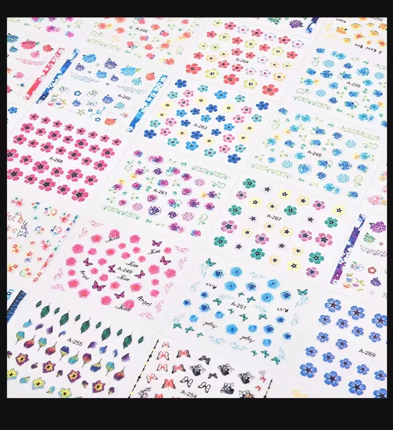 30 Design Spring Flowers Colorful Nail Stickers Decals Nail Sliders for Women DIY Manicure Decoctions