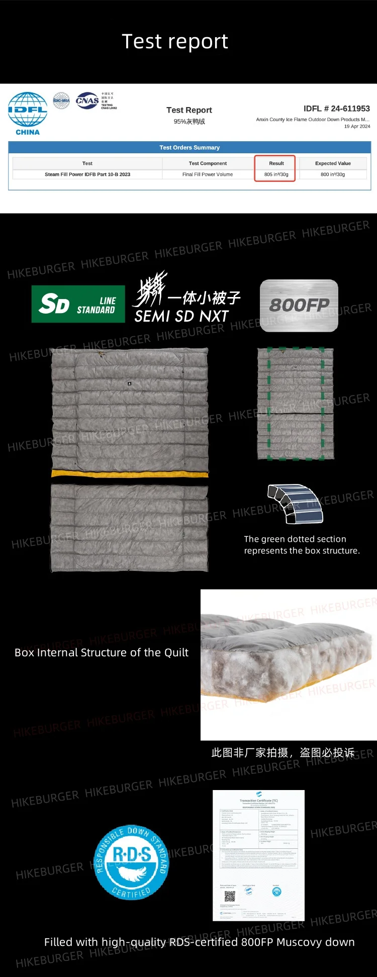 Ice Flame Outdoor Camping NXT Split Down Quilt Ultralight 800FP Muscovy Down Multifunktionaler Schlafsack Wandern Rucksackreisen – Detail 1