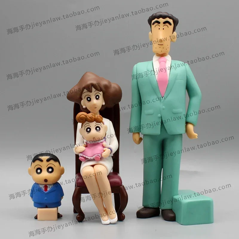 Crayon Shin-Chan Toda Família Anime Estatueta, Nohara Shinosuke Hiroshi Misae Figura de Ação PVC, Modelo Colecionável, Presente