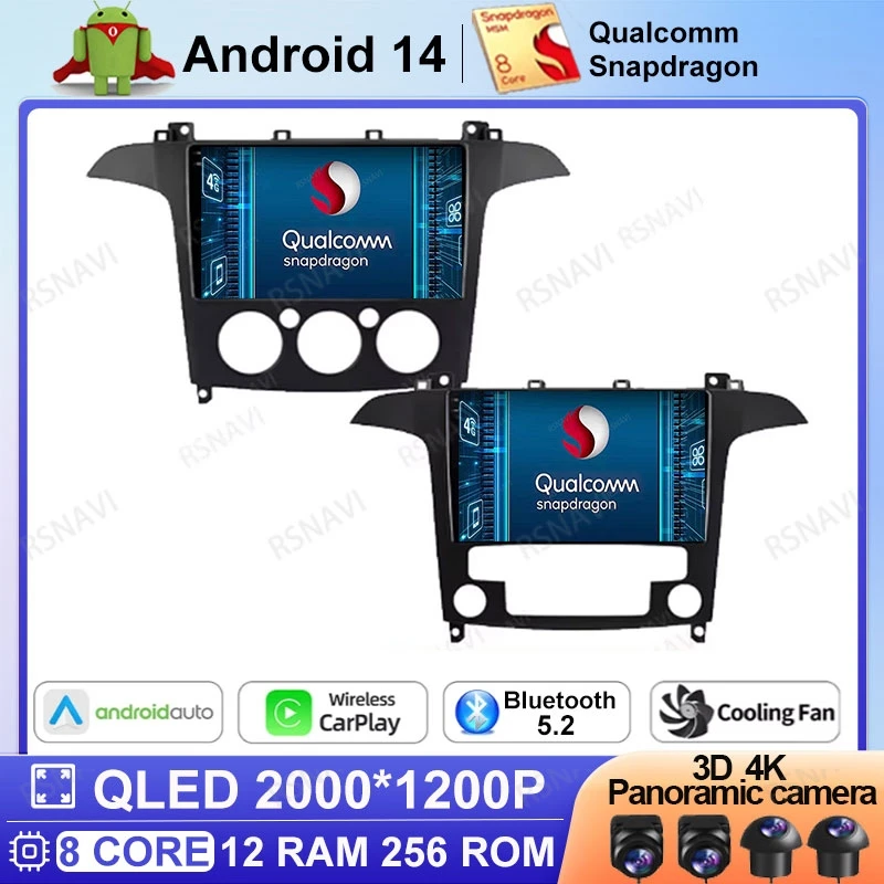 

Android 14 Car Radio for Ford S Max S-MAX 2007-2015 Multimedia 2 DIN DVD DSP Viedo Player Stereo 4G LTE BT Head Unit 5G WIFI GPS