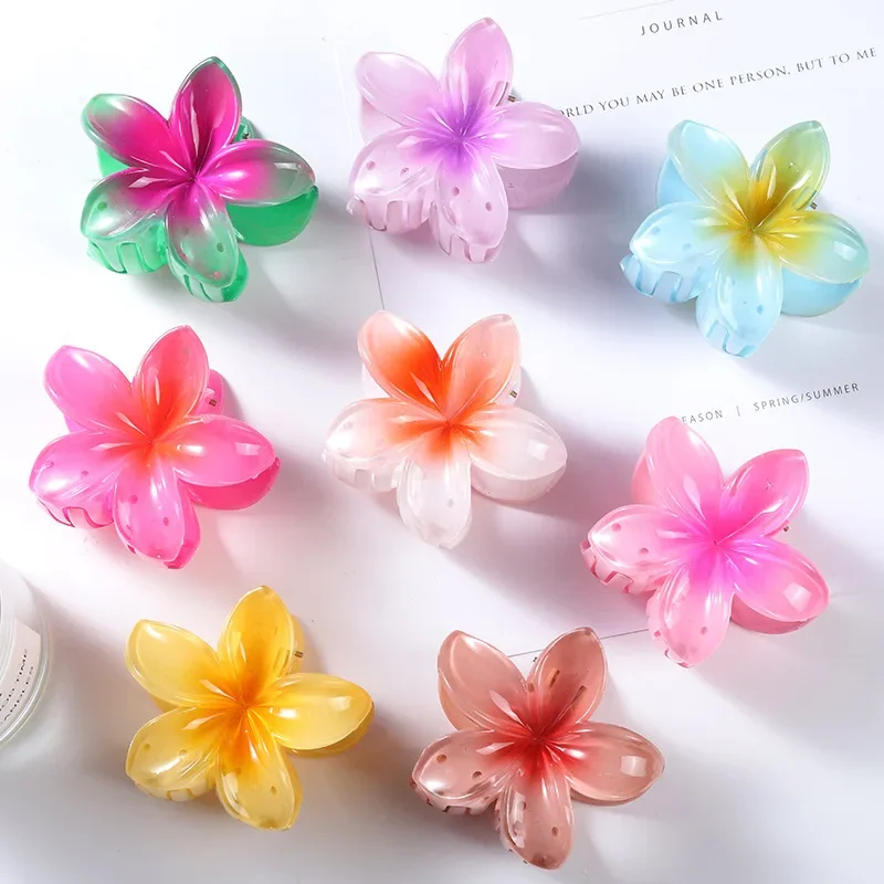 Colored Egg Flower Grab Clip for Women's Thick Hair, Summer Acrylic Flower Hair Claw Trendy Girl Hair Accessories Headwear