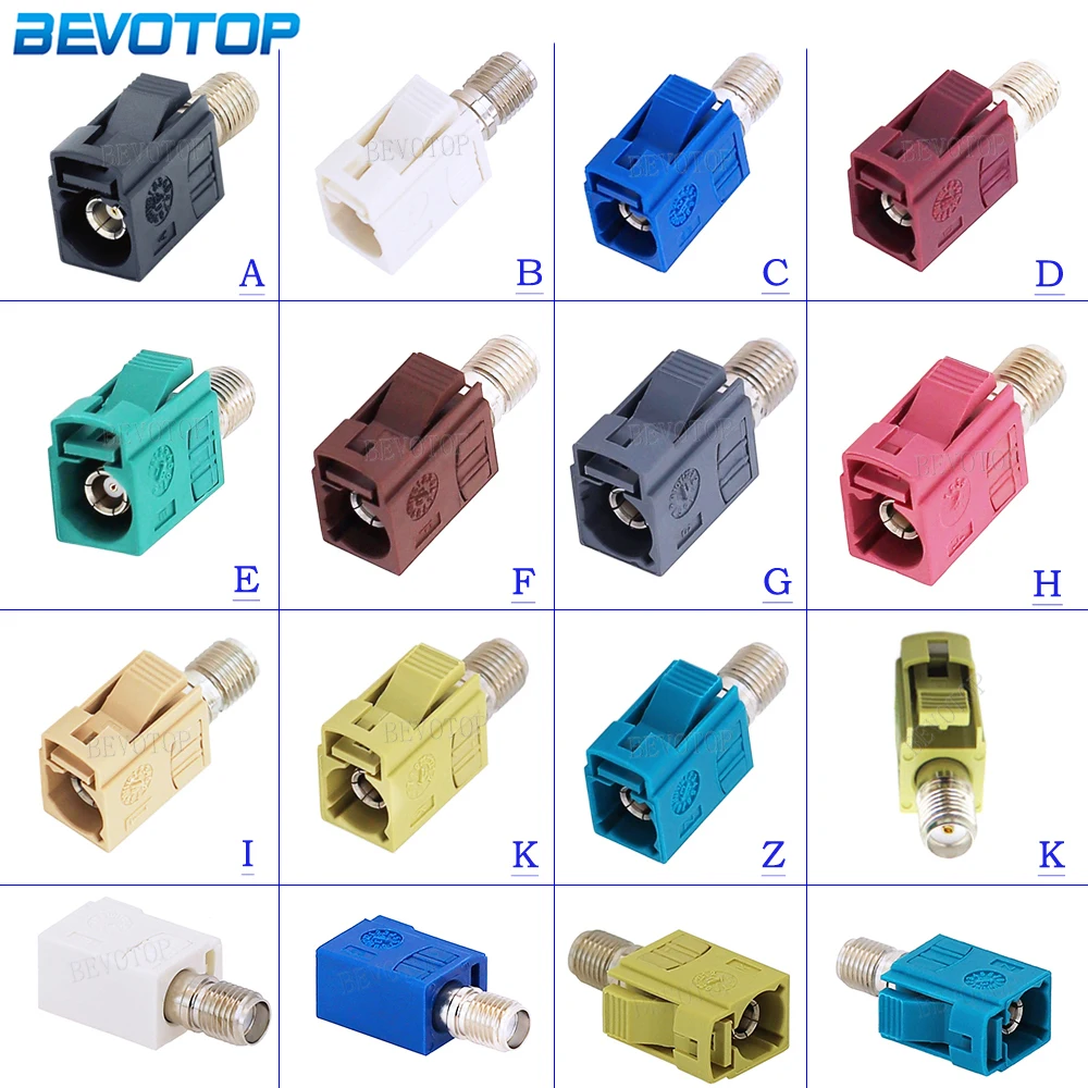 10PCS/Lot SMA Female to Fakra Female Code A/B/C/D/E/F/G/H/I/K/Z Jack Fakra to SMA Adaptor RF Coaxial Adapter 50Ohm Wholesale