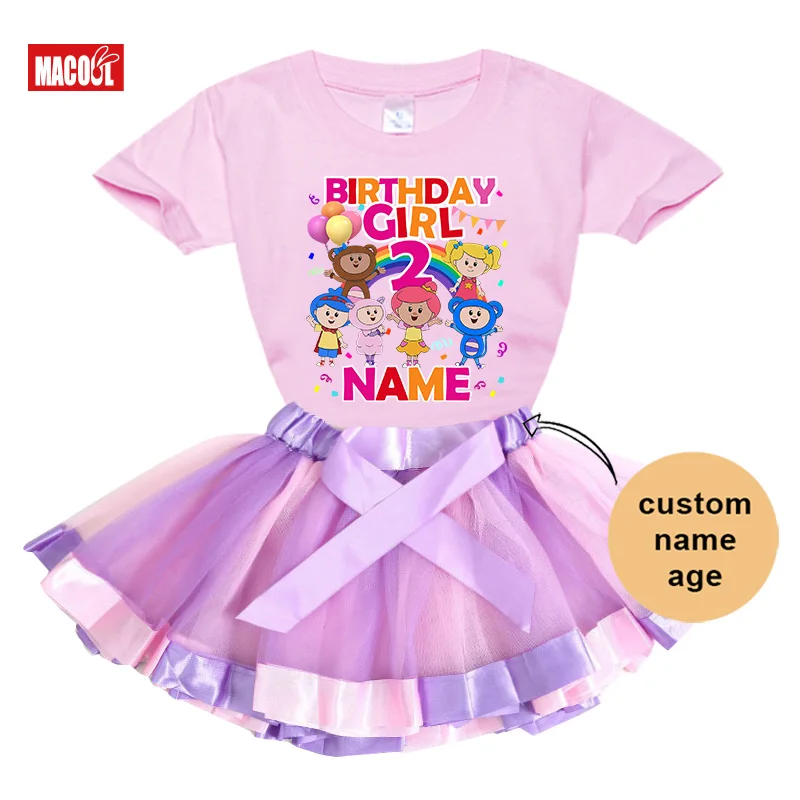 Birthday Girl Outfits Tutu Set Mother Goose Club T Shirt Birthday Tutu Set Girl 3rd Party Light Dress Little Girl Costume Name