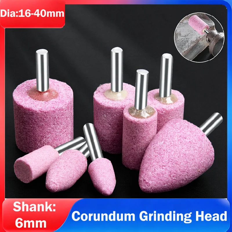 6mm Shank Corundum Grinding Head Polishing Head Wheel Head Abrasive Tools Mounted Stone Points Rotary Accessories Dia 16-40mm