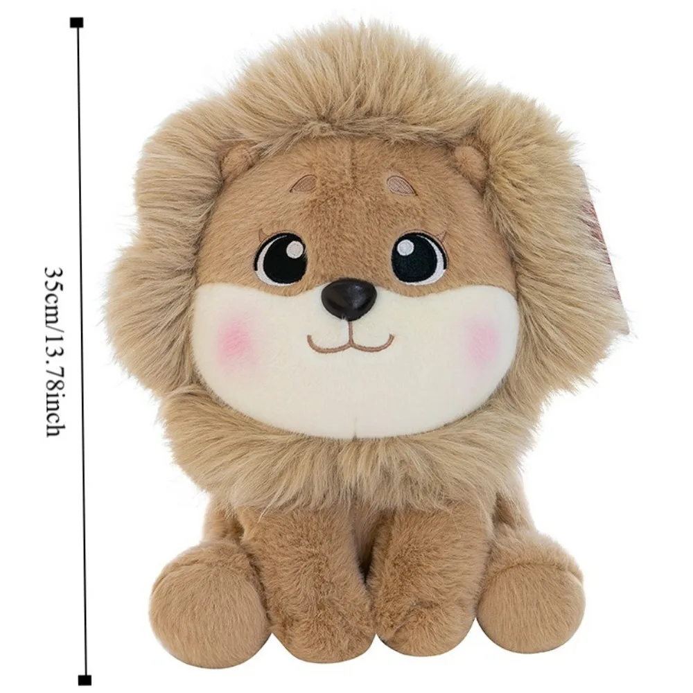 Kawaii PP Cotton Lion Toys Soft Fluffy Stuffed Lifelike Lion Doll Comfortable Ins Forest Animals Stuffed Doll Home Decor