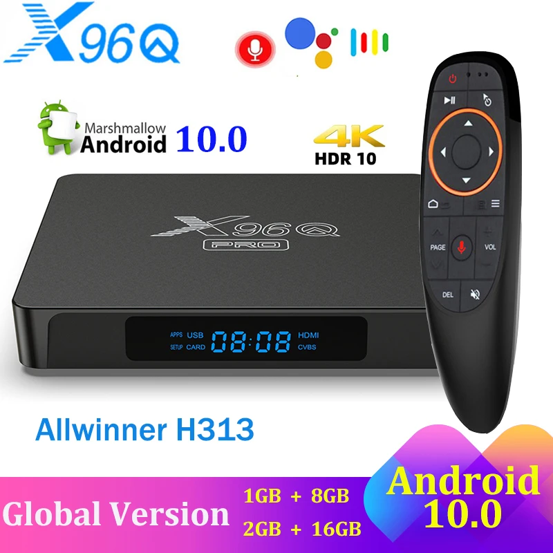 Dispositivo de TV inteligente X96Q PRO, decodificador con Android 1,0, Allwinner H313, 2GB de RAM, 16GB de ROM, Wifi, reproductor multimedia 4K, asistente de voz, Google
