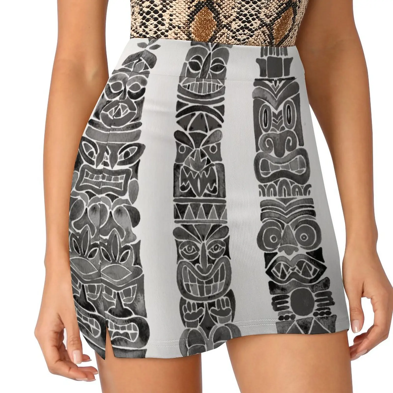 Tiki Totem – Black Mini Skirt night club outfits Womens dresses