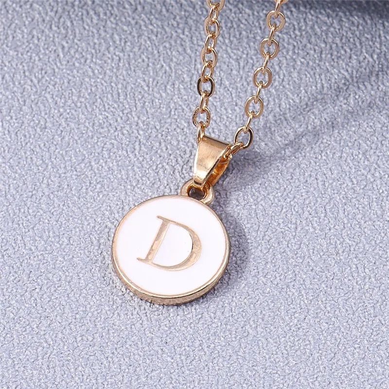Aihua Minimalistische Initiale Emaille Weiß Schwarz A-Z Buchstaben Halskette für Frauen Alphabet Anhänger Schmuck Geburtstag Geschenke Großhandel – Detail 14