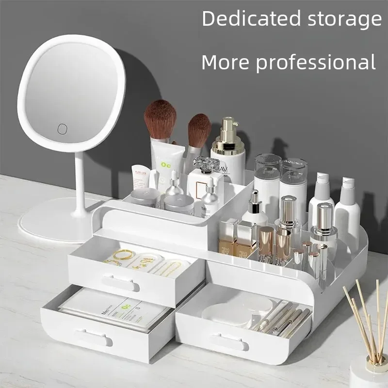 

Органайзер для косметики и мелочей: ящик для хранения лаков для ногтей, помад и украшений, настольный контейнер для макияжа