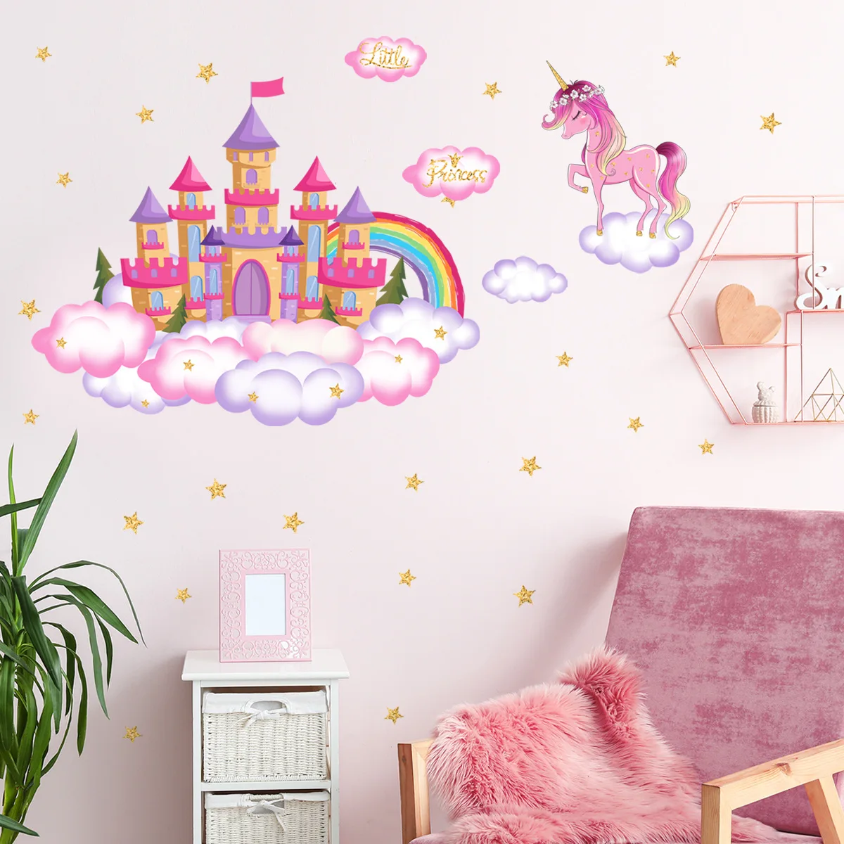 30*90Cm Cartoon Kasteel Fantasie Sprookje Muursticker Kinderkamer Kleuterschool Achtergrond Decoratieve Muursticker Bm6050