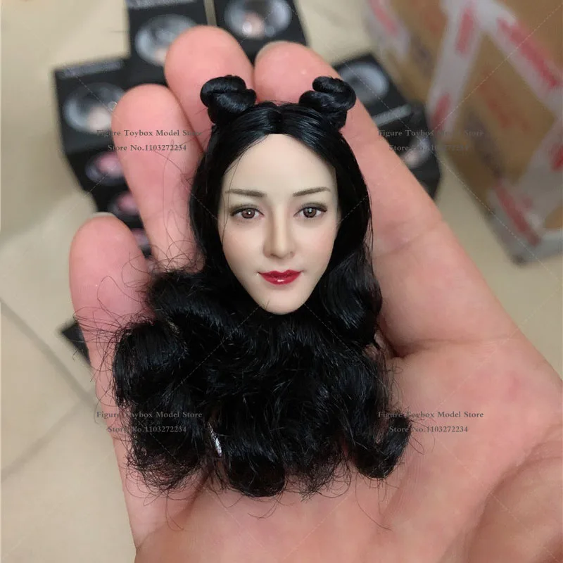 

Limited 1/6 Asia Beauty Chinese Female Actor Head Sculpture Delireba with Black Straight/Curly Hair Fit 12" Action Figure Body