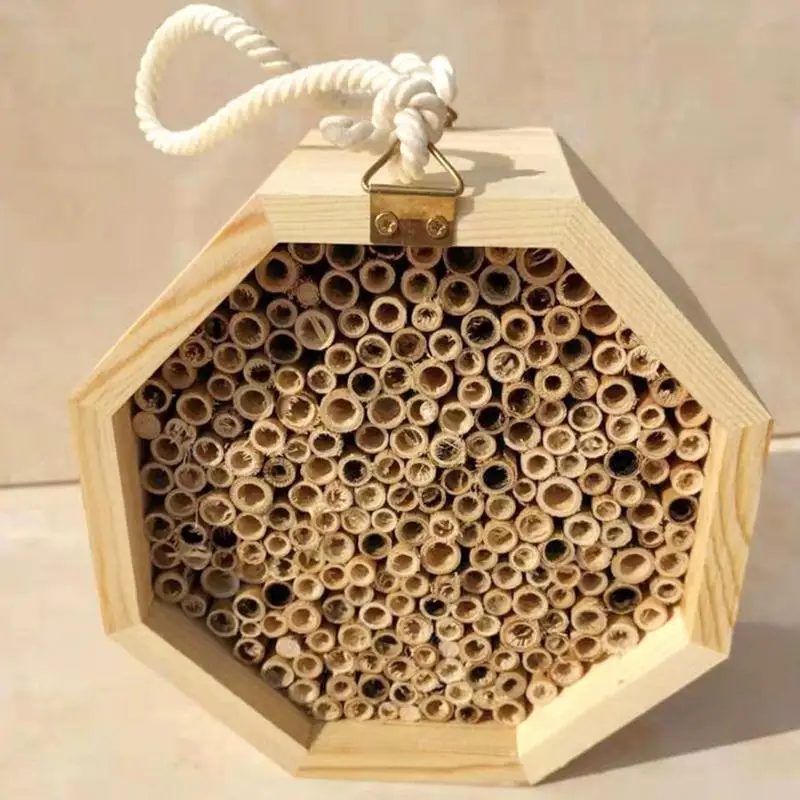 Bee House Wooden Nesting Aid For Wild Bees Pollinating Palace Butterfly House Wasp Habitat For Garden Balcony Backyard Outside