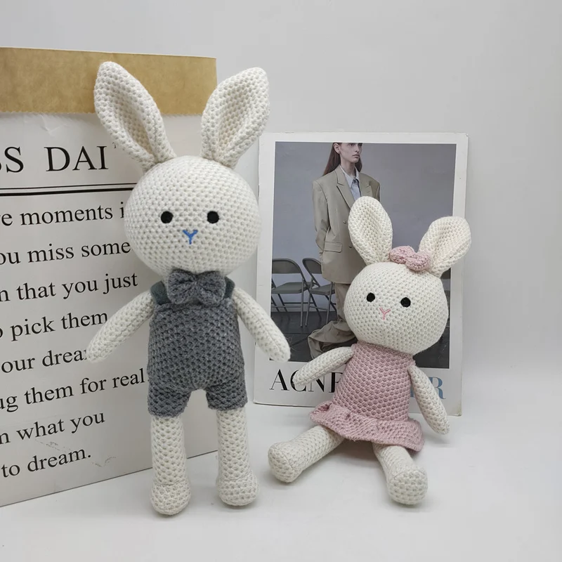 Handmade Knitted Rabbit Doll Baby Soothing Toy Mini Kawaii Cuddle Doll For Baby Newborn Early Educational Toy Kids Birthday Gift