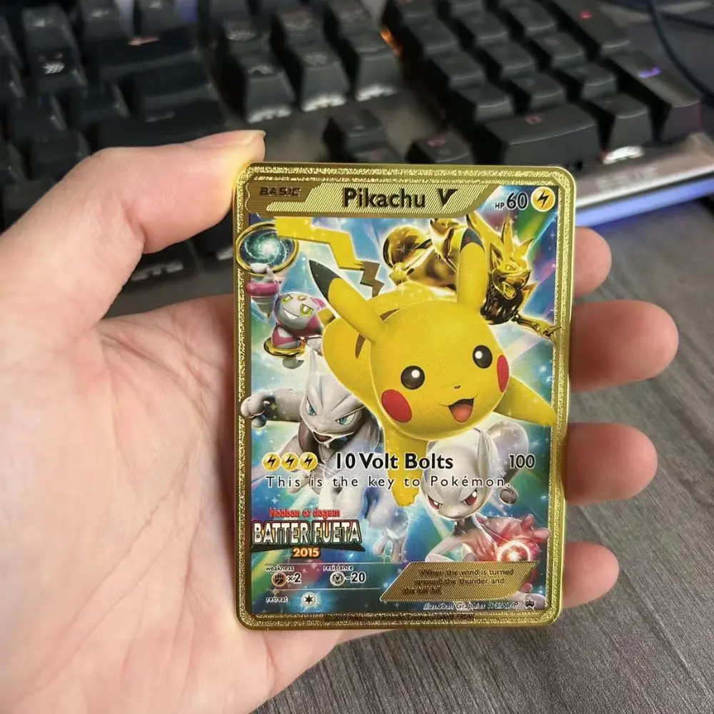 Pokemon Metall-Sammelkarten Anime-Figuren Charizard Pikachu Blastoise Mewtwo Kampf-Sammelkarten Spielzeug Geschenk 